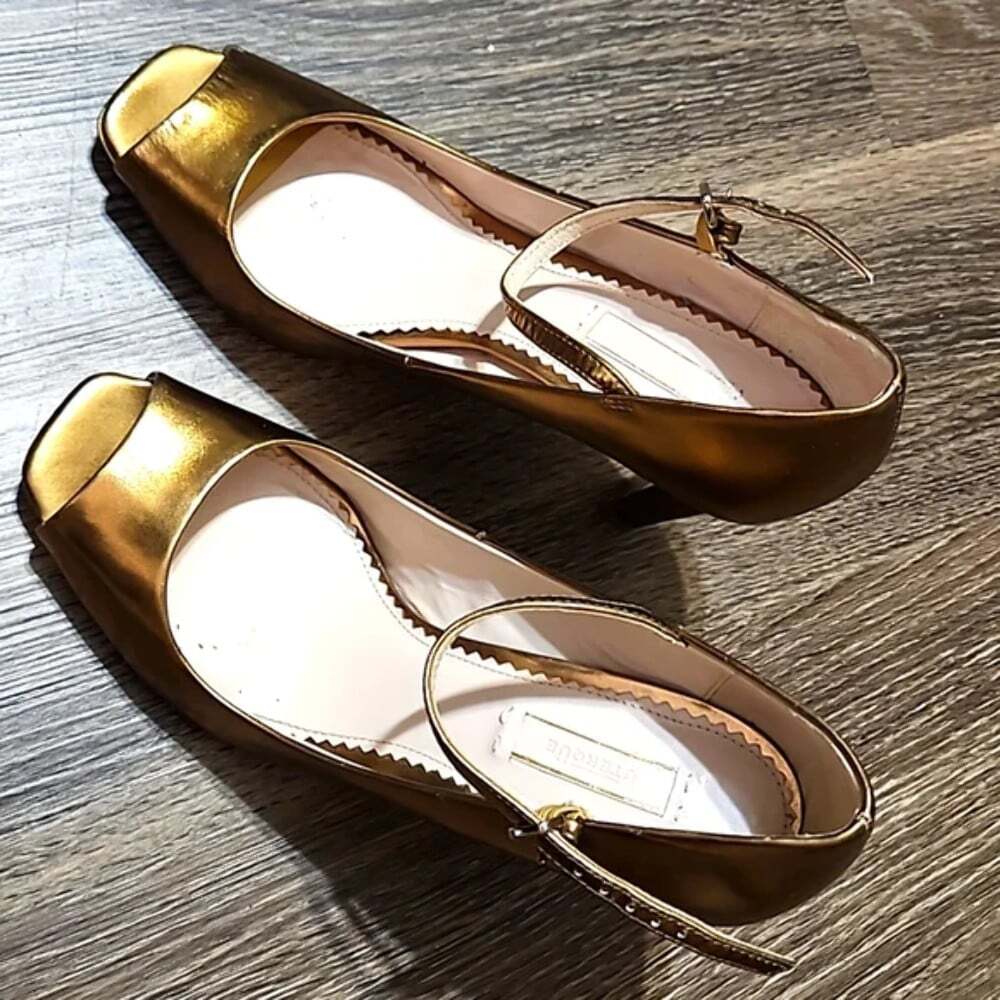 UTERQUE (ZARA) TEGU GOLD Heels 9/US 40/EU Pre-Owned | Best Clearance Sale
